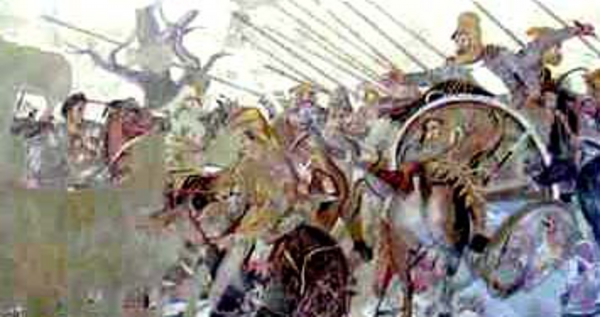 アレクサンドロス大王とダリウス3世のイッソスの戦いのモザイク画